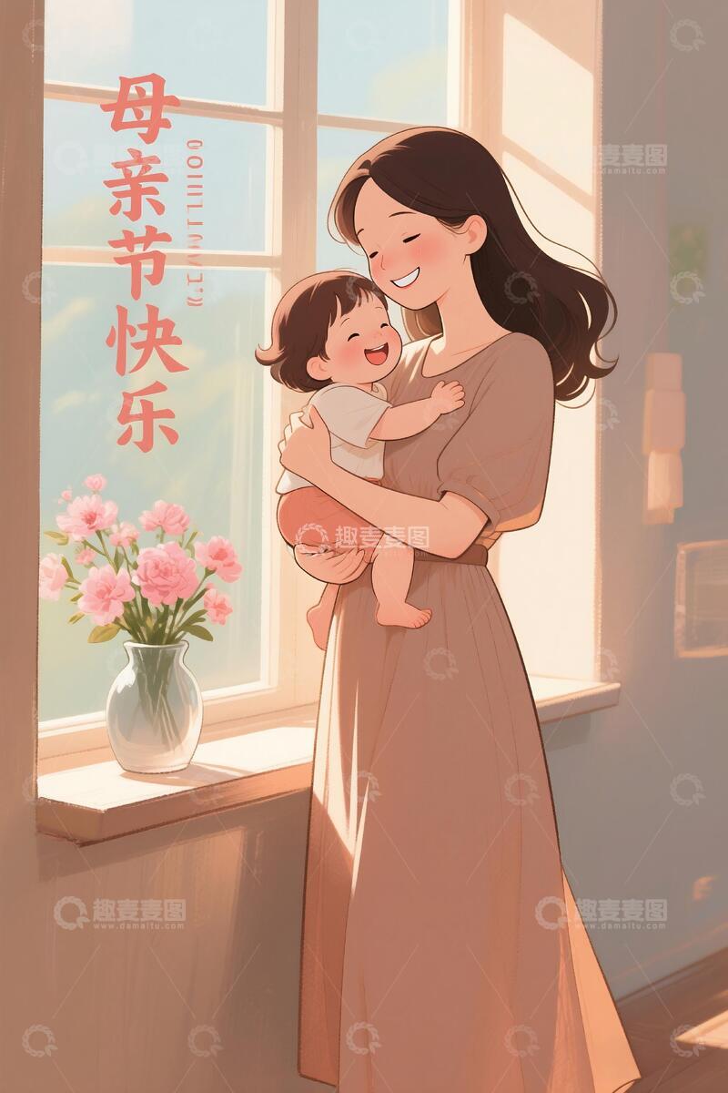 高清大图下载【趣麦麦图】母亲节节日主题海报背景4