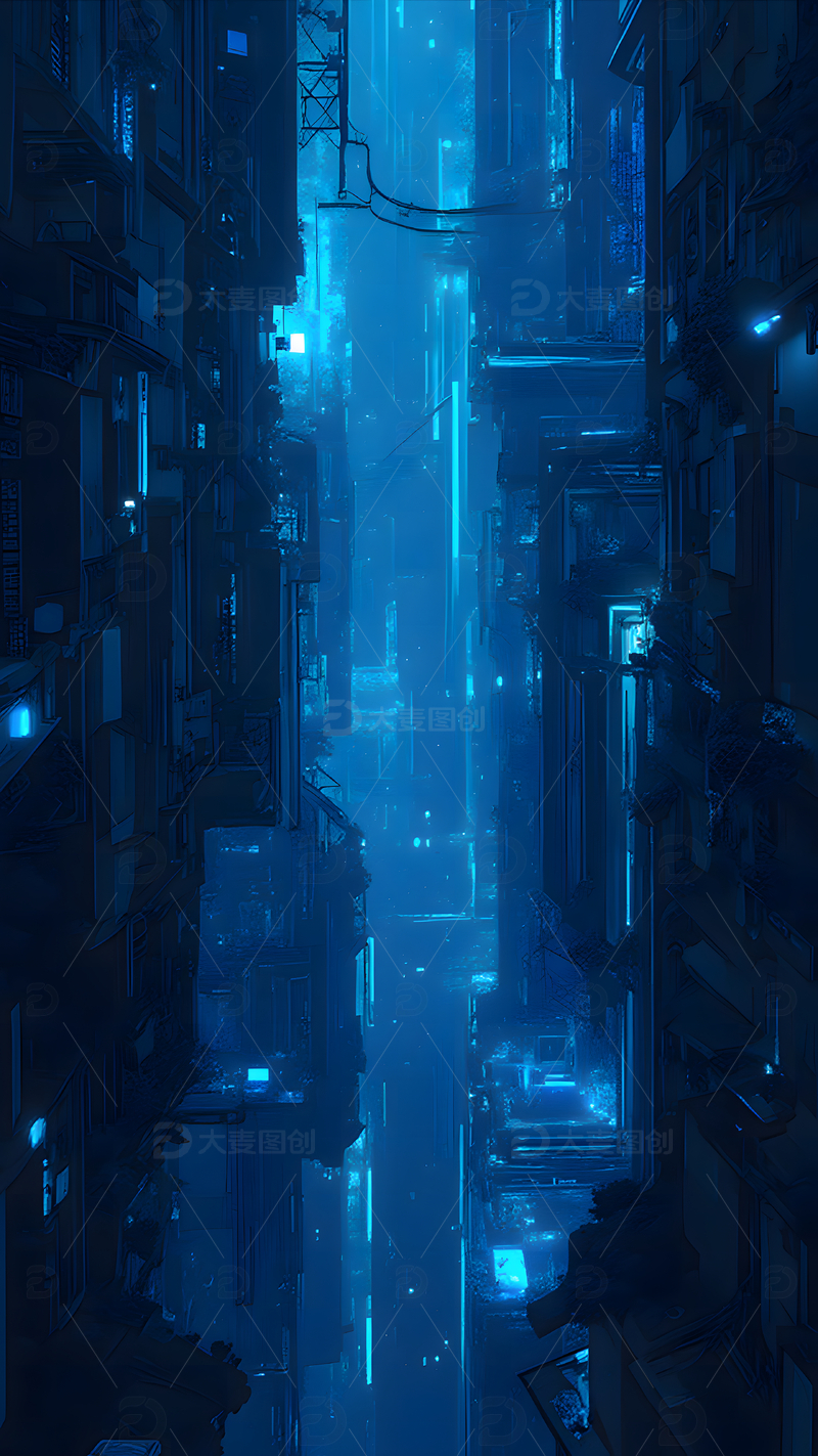 高清大图下载【趣麦麦图】冷蓝色未来机械化都市超工业化超现实概念图