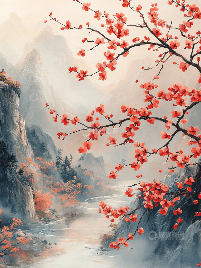 高清大图下载【趣麦麦图】国风插画背景素材4