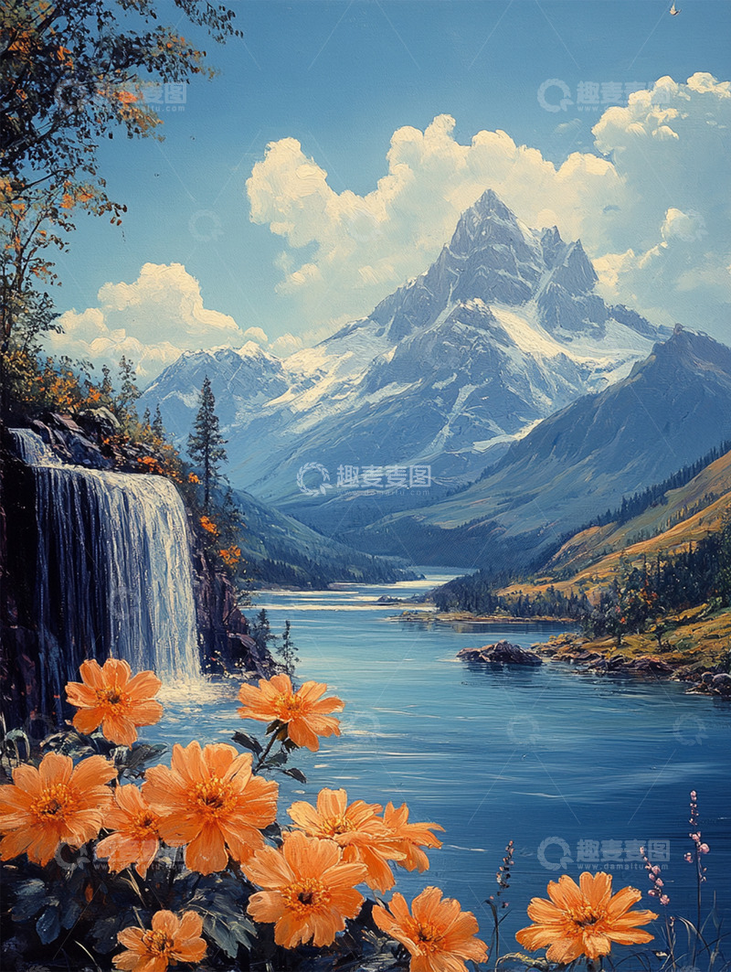 高清大图下载【趣麦麦图】国风插画背景素材5