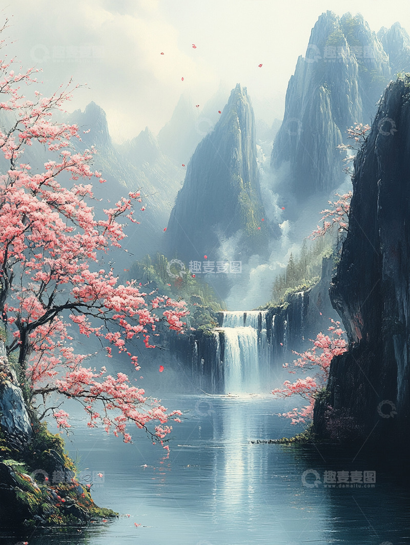 高清大图下载【趣麦麦图】国风插画背景素材