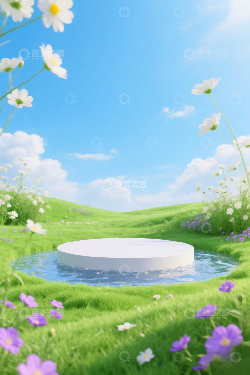 高清大图下载【趣麦麦图】电商展台背景蓝色