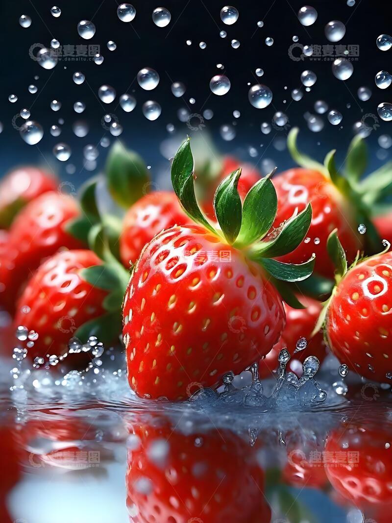 高清大图下载【趣麦麦图】阳光下草莓园采摘草莓