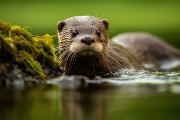 河里的一只水獭