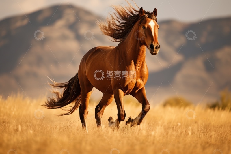 高清大图下载【趣麦麦图】草原上奔跑的一匹马