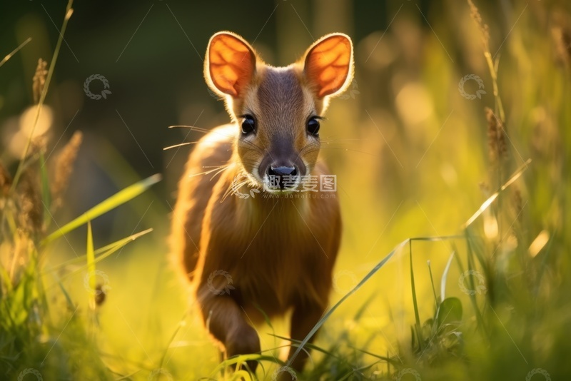 高清大图下载【趣麦麦图】草地上行走的小鹿
