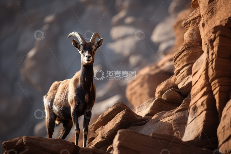 高清大图下载【趣麦麦图】站在岩石上的羊