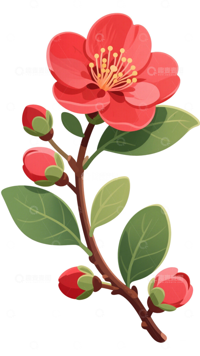 高清大图下载【趣麦麦图】红色花卉植物素材免扣元素1
