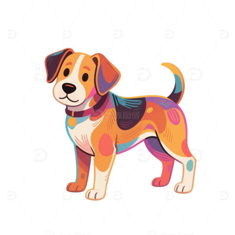 橙色小狗动物免扣素材1
