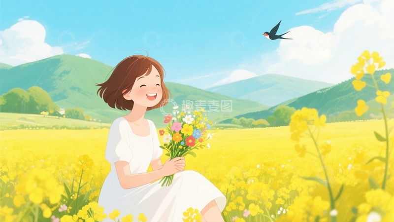 高清大图下载【趣麦麦图】春游踏青开心的女孩4