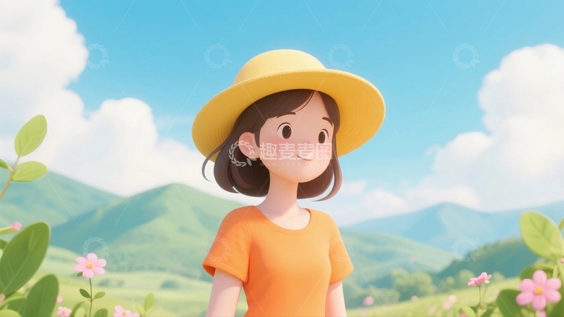 高清大图下载【趣麦麦图】春游踏青开心的女孩9