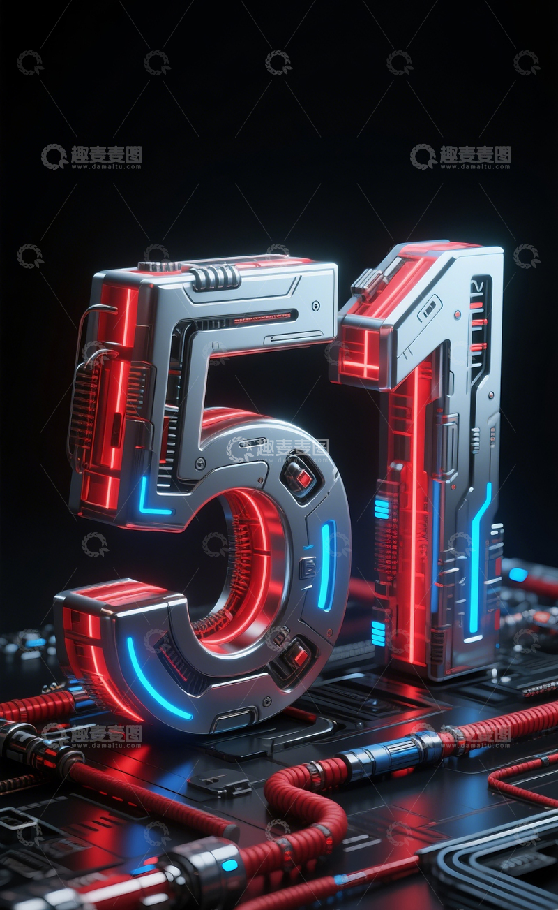 高清大图下载【趣麦麦图】赛博机械数字5127