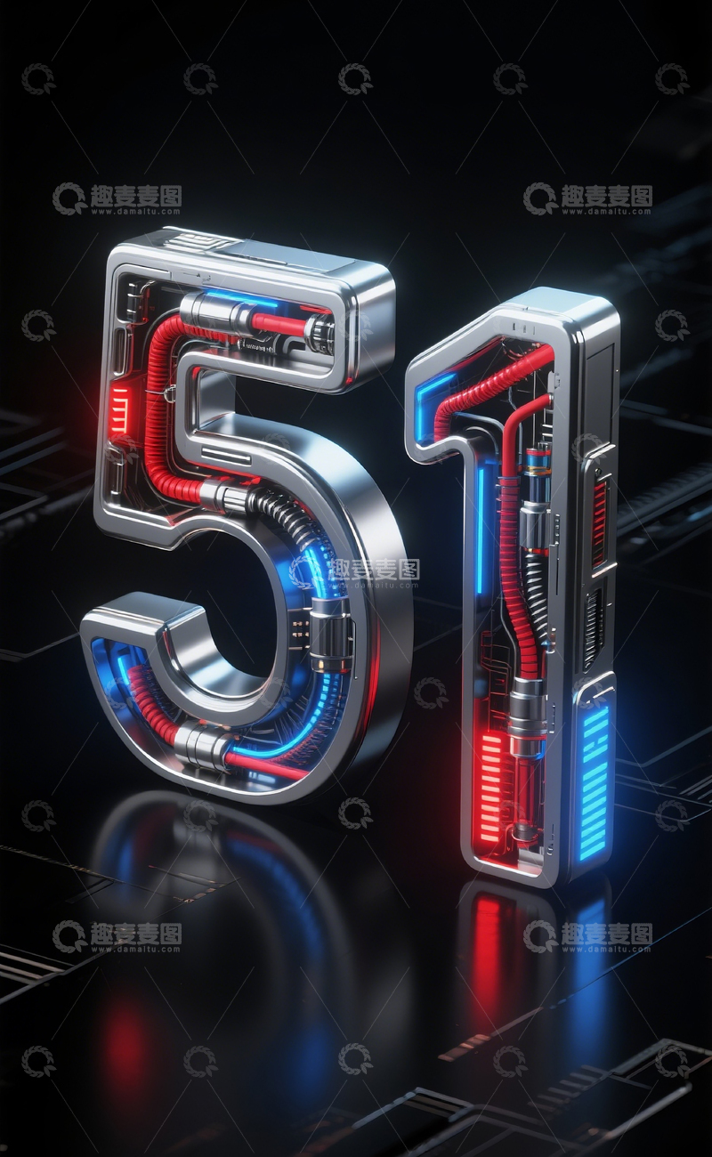 高清大图下载【趣麦麦图】赛博机械数字5125