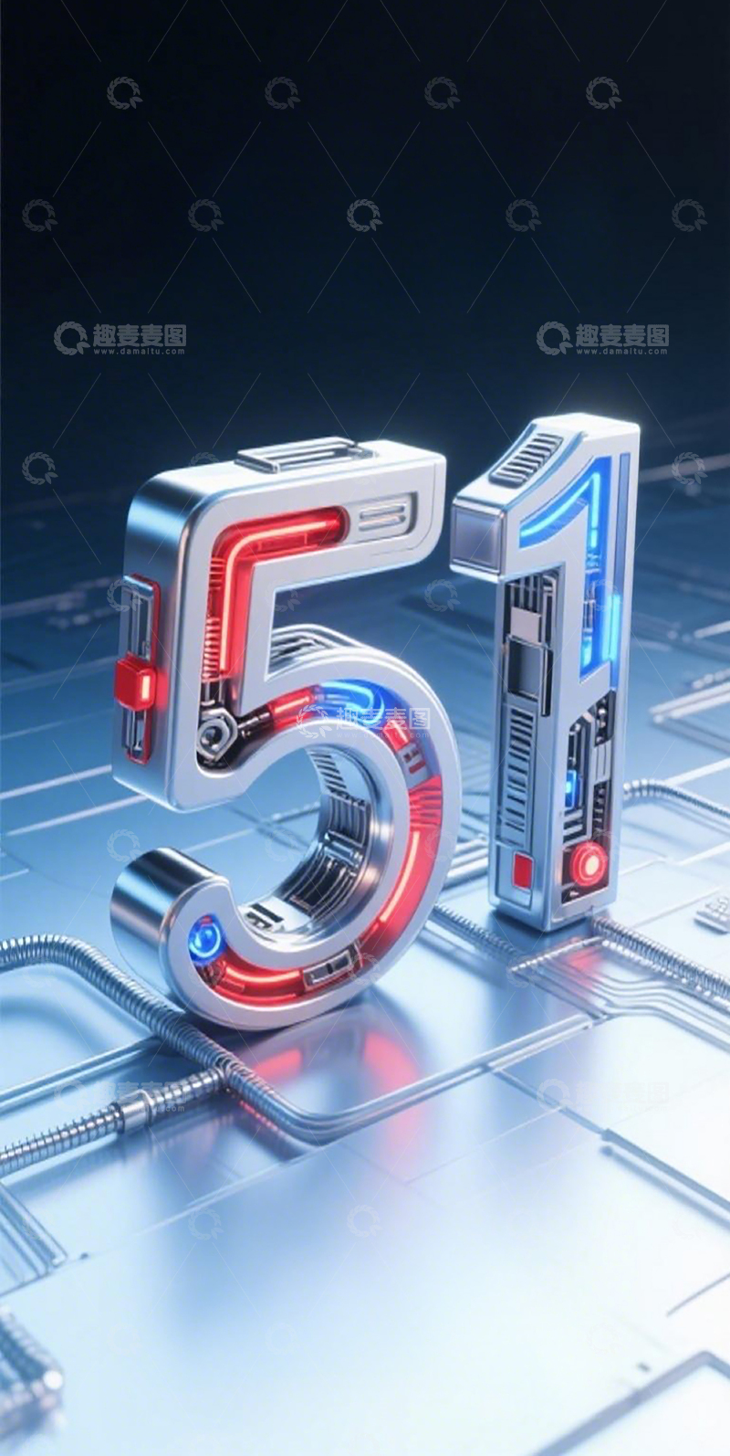 高清大图下载【趣麦麦图】赛博机械数字5128