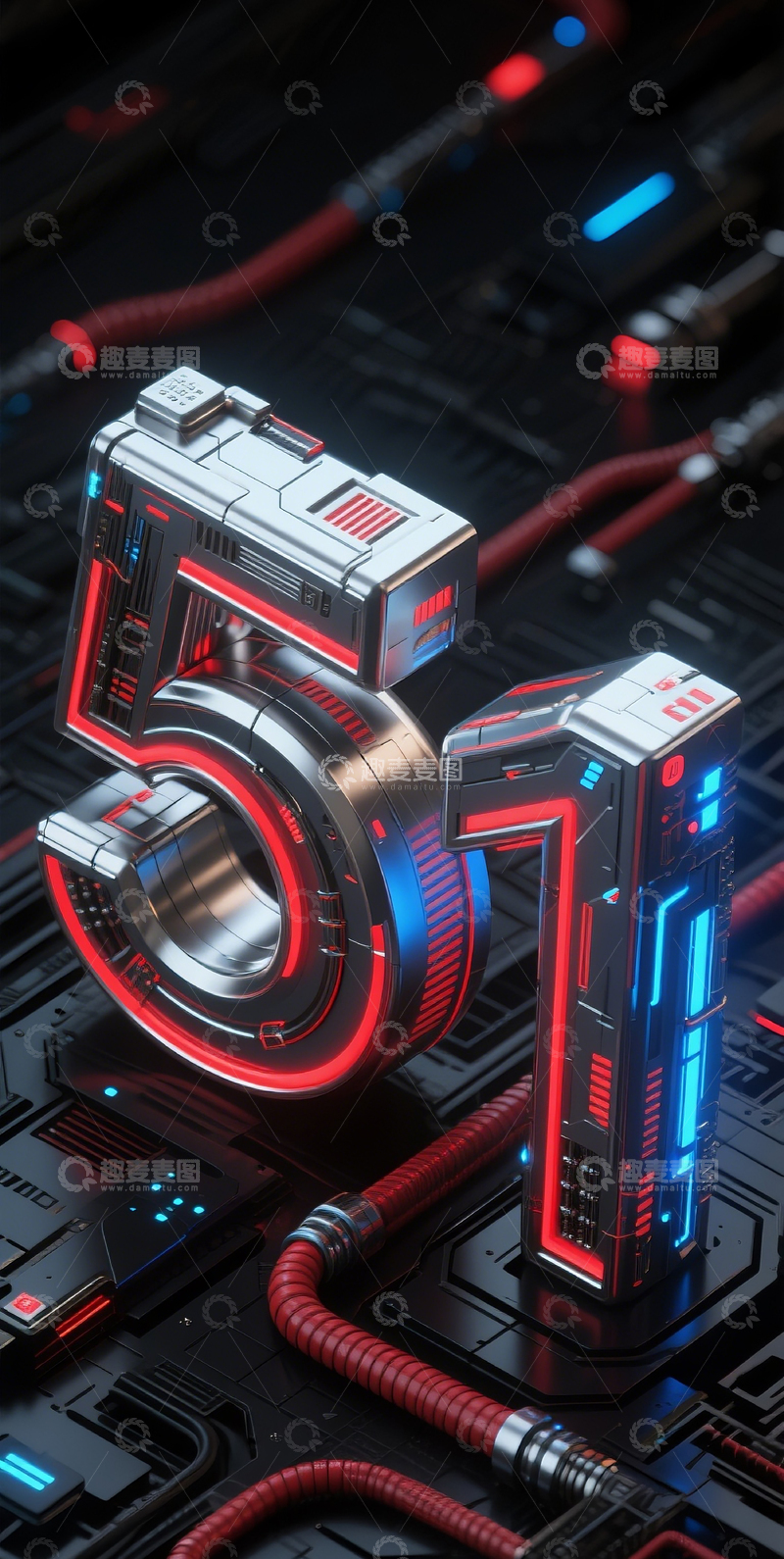 高清大图下载【趣麦麦图】赛博机械数字5124