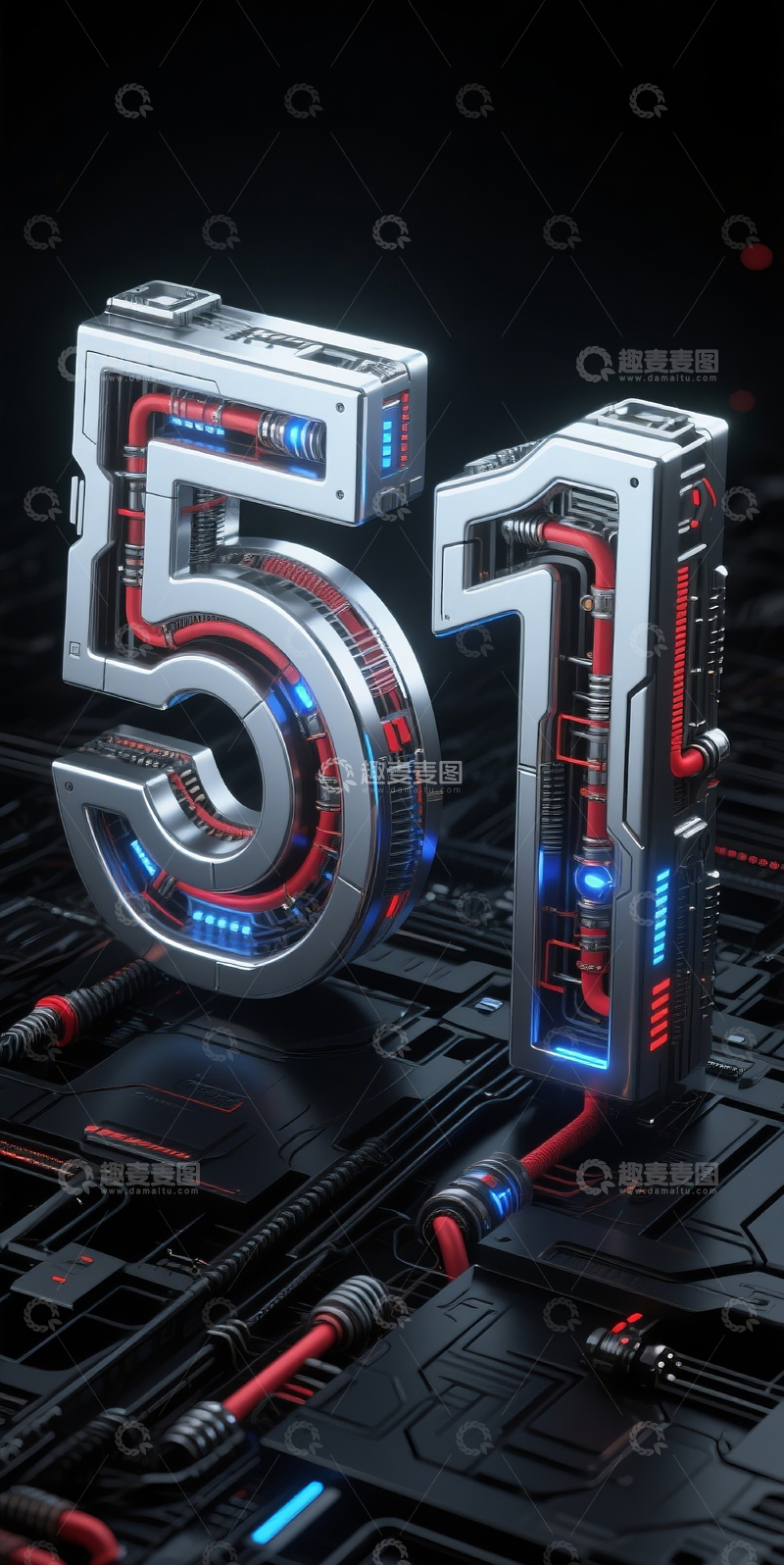 高清大图下载【趣麦麦图】赛博机械数字5119