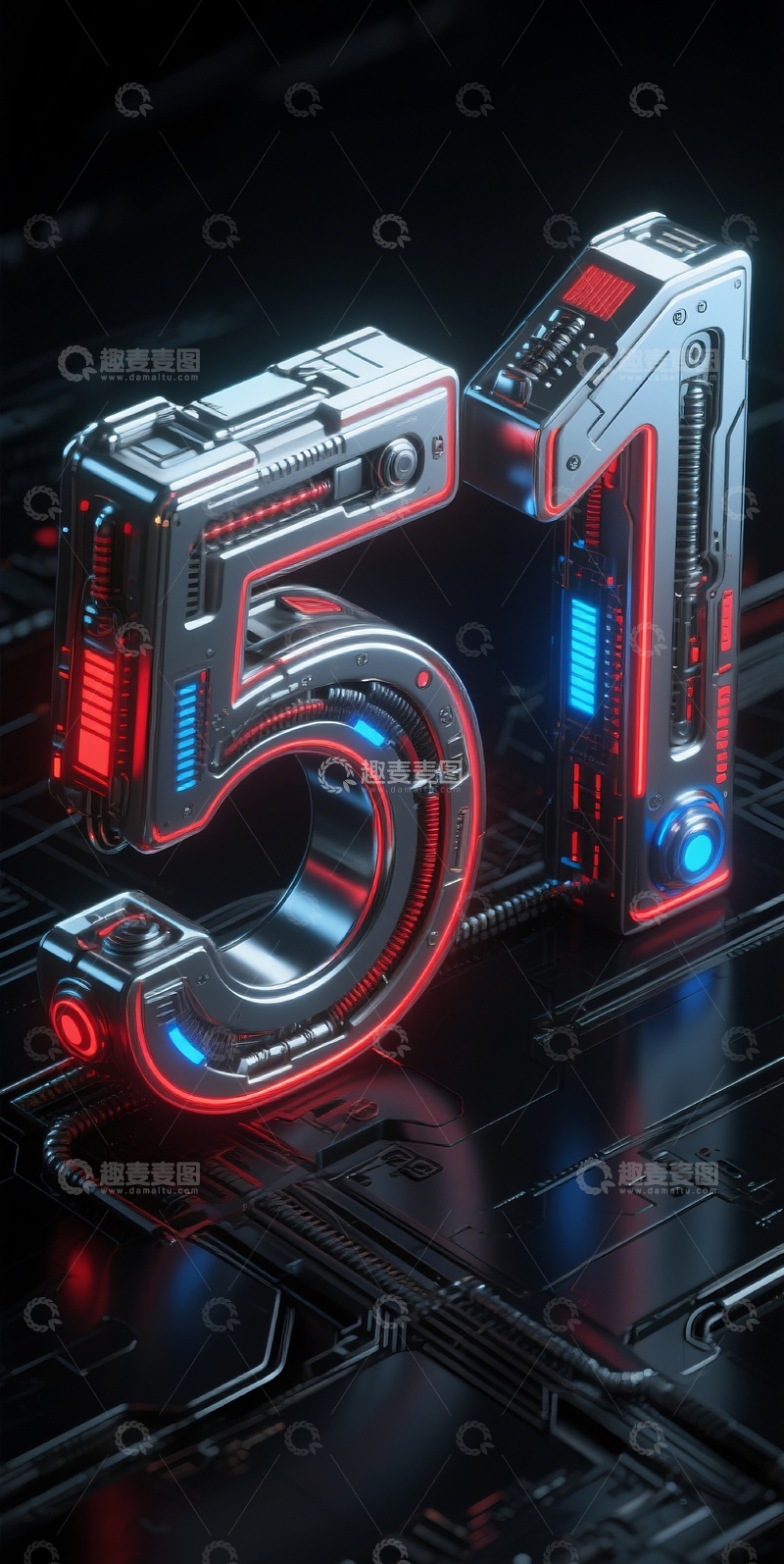 高清大图下载【趣麦麦图】赛博机械数字5123
