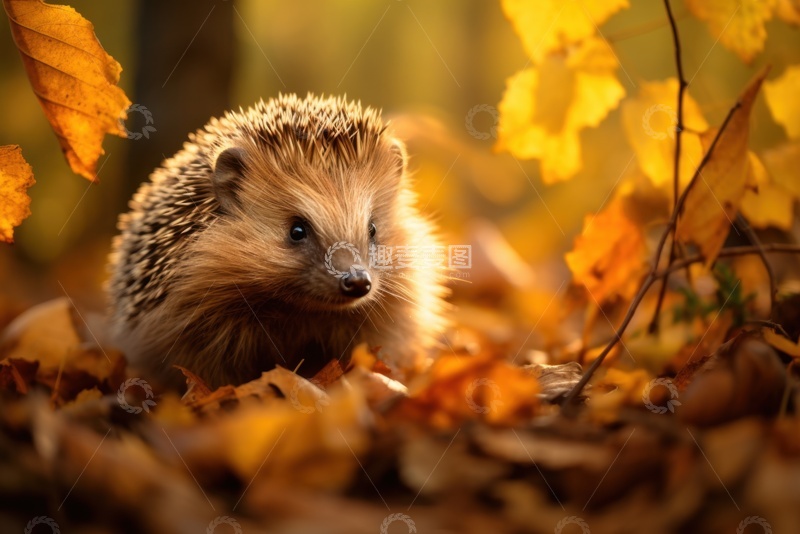 高清大图下载【趣麦麦图】树林里的一只小刺猬