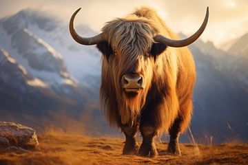 雪山脚下的一头牦牛