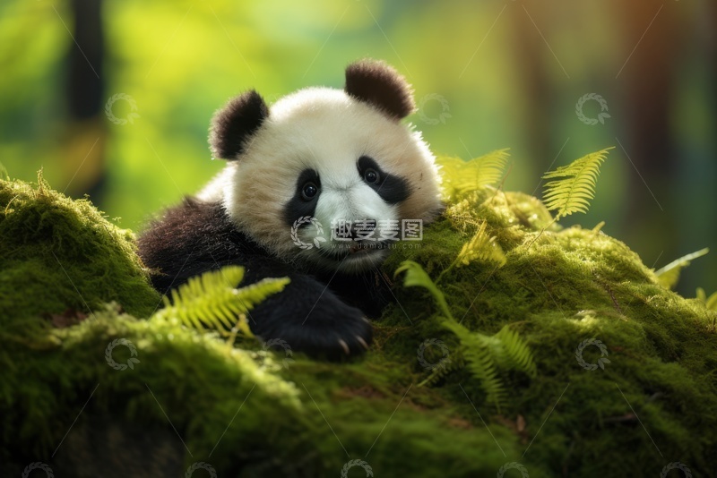高清大图下载【趣麦麦图】森林里的一头大熊猫