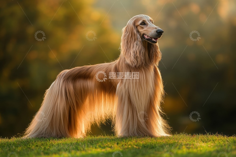 高清大图下载【趣麦麦图】草地上站立的一只长毛狗