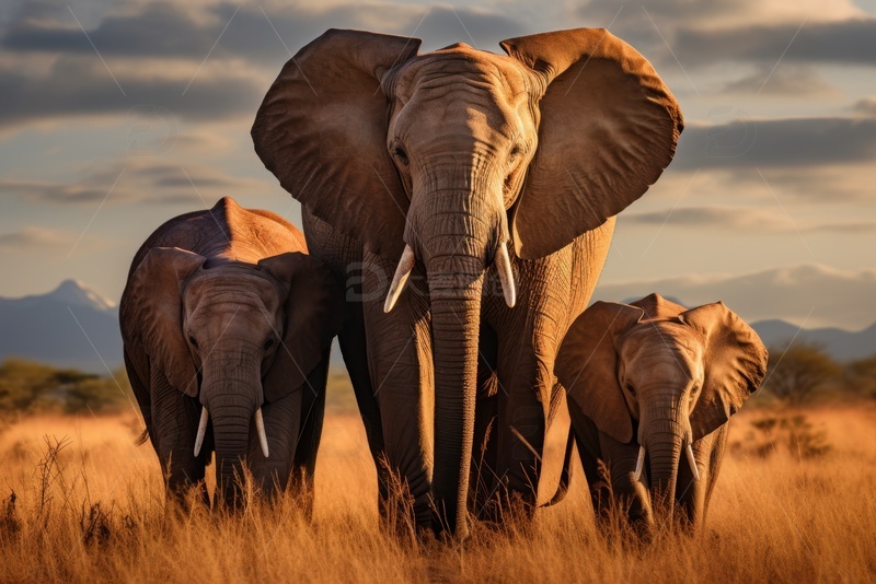 荒原里行走的大象