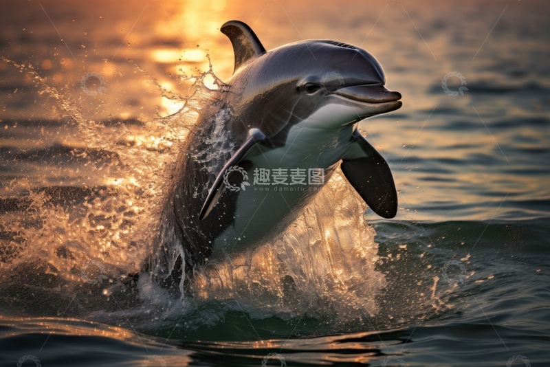 高清大图下载【趣麦麦图】跃出海面的海豚1