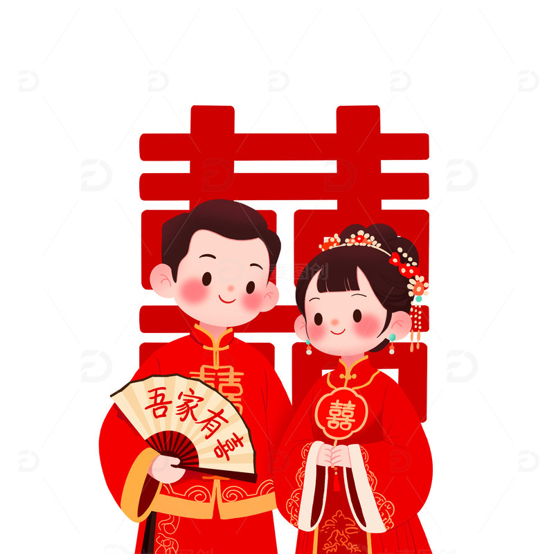 源文件下载【趣麦麦图】-中式婚礼新人喜字贴装饰布置
