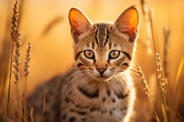 站在草丛里的一只狸花猫