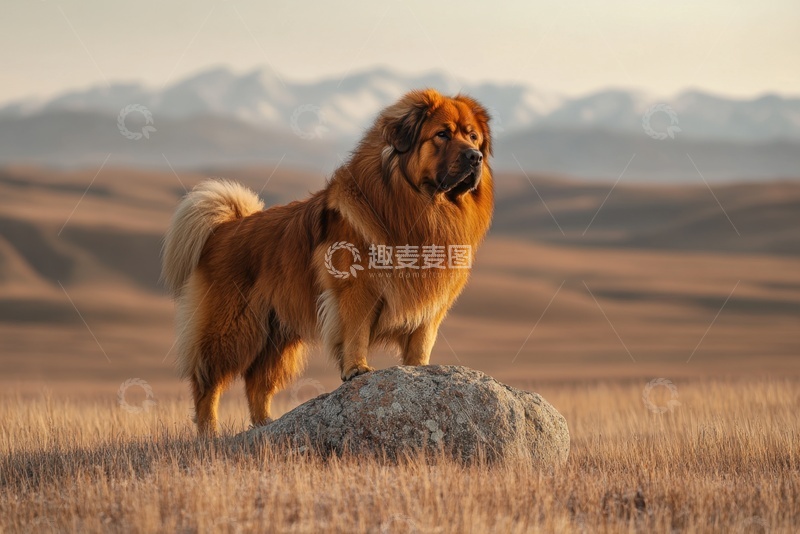 高清大图下载【趣麦麦图】站在草原上的一只藏獒