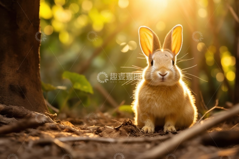 高清大图下载【趣麦麦图】森林里的一只兔子