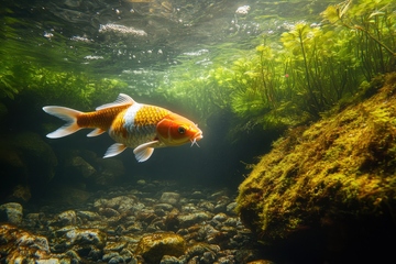 河里游泳的一条鱼