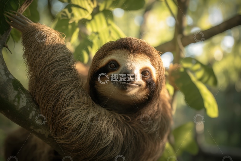 高清大图下载【趣麦麦图】趴在树上的一只树懒