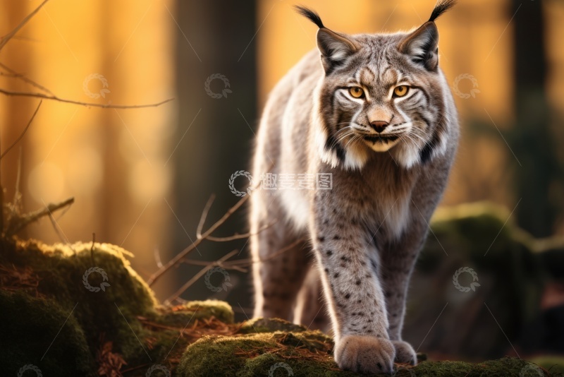 高清大图下载【趣麦麦图】森林里的一只兔狲1