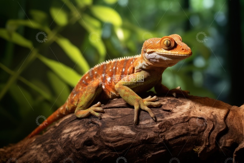 高清大图下载【趣麦麦图】趴在树干上的一只壁虎