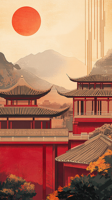 传统古典建筑矢量插画1