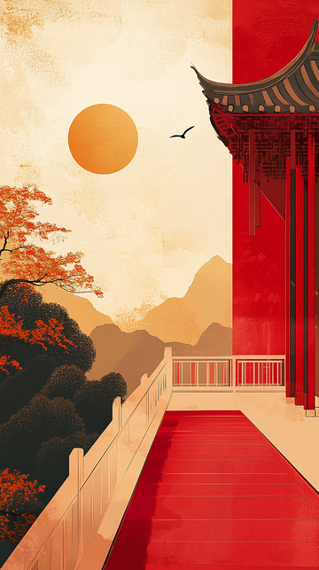 传统古典建筑矢量插画2