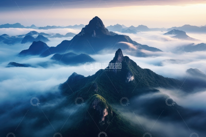 高清大图下载【趣麦麦图】山峰云雾自然风景