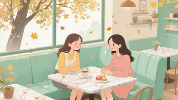 秋日咖啡厅的惬意时光