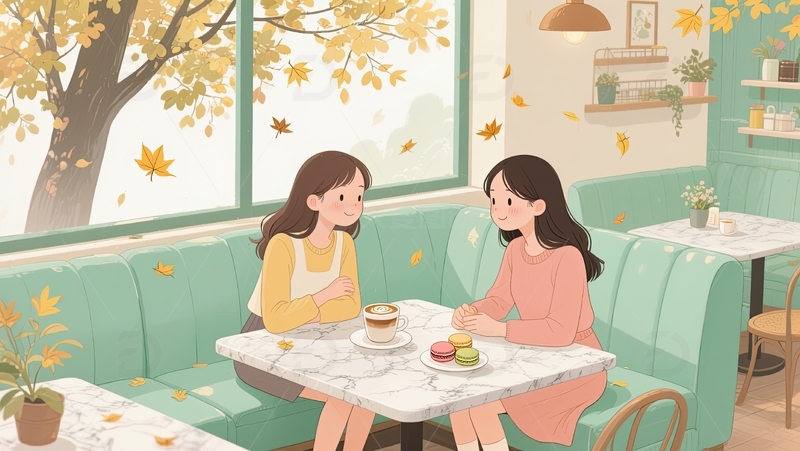 秋日咖啡厅的惬意时光