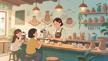 温馨咖啡馆闲聊时光