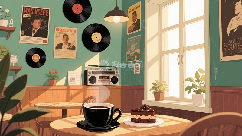 高清大图下载【趣麦麦图】咖啡厅复古温馨氛围