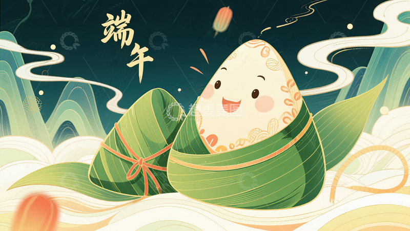 高清大图下载【趣麦麦图】俏皮粽子于夜空中展露端午欢乐气息