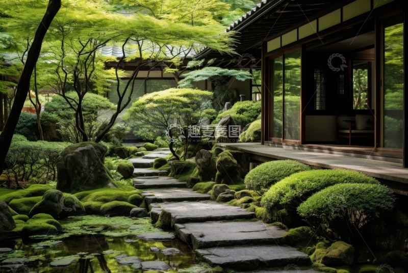 高清大图下载【趣麦麦图】夏季园林凉亭美景