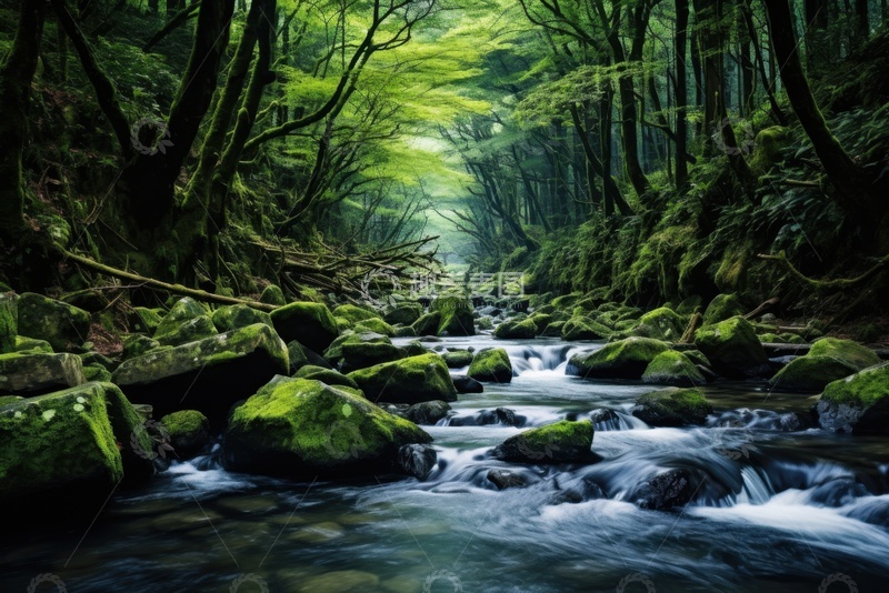 高清大图下载【趣麦麦图】热带雨林里的河流