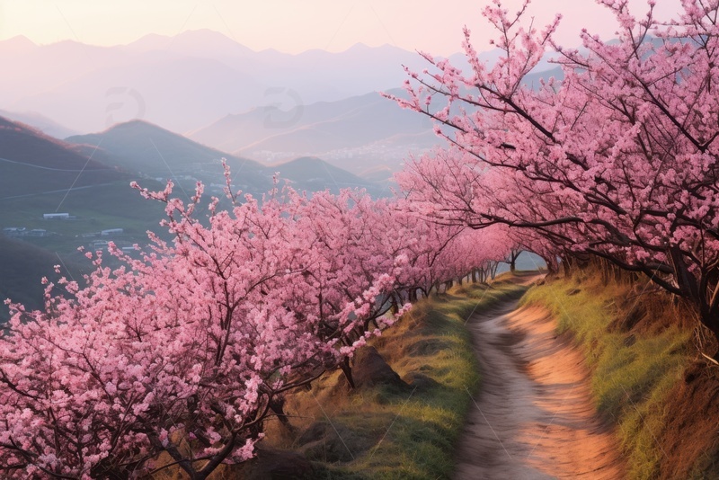 高清大图下载【趣麦麦图】山上的桃树林