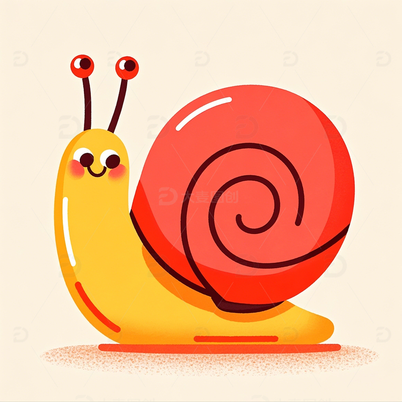 高清大图下载【趣麦麦图】Q版卡通笑脸蜗牛