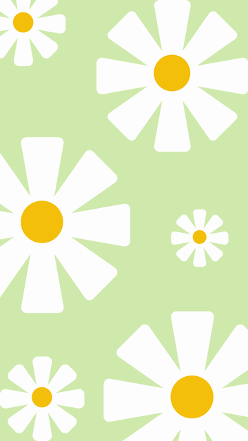 白色绿底小雏菊壁纸