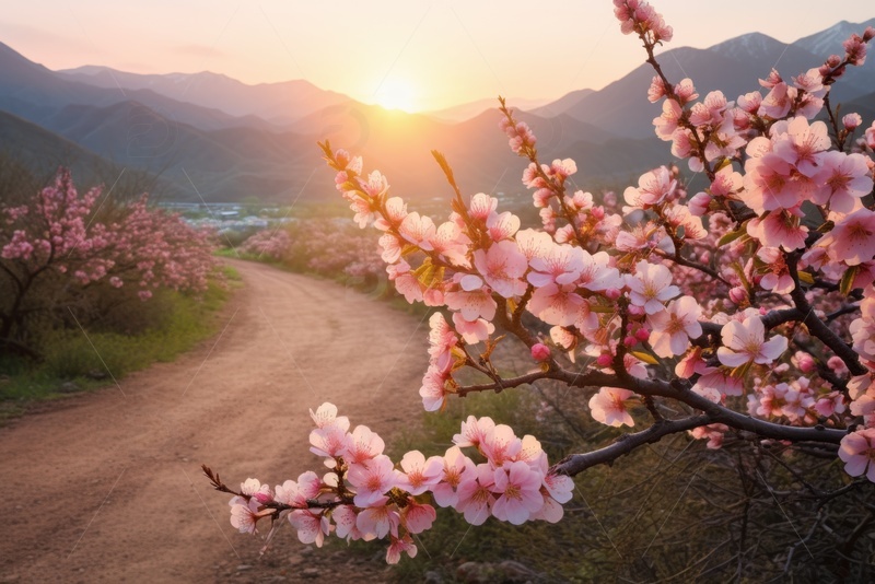 高清大图下载【趣麦麦图】户外盛开的桃花花朵