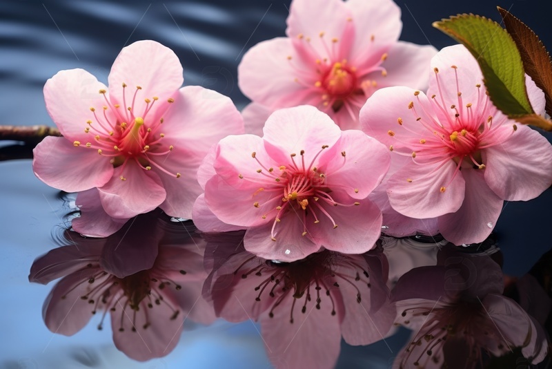 高清大图下载【趣麦麦图】放在水面上的桃花花枝